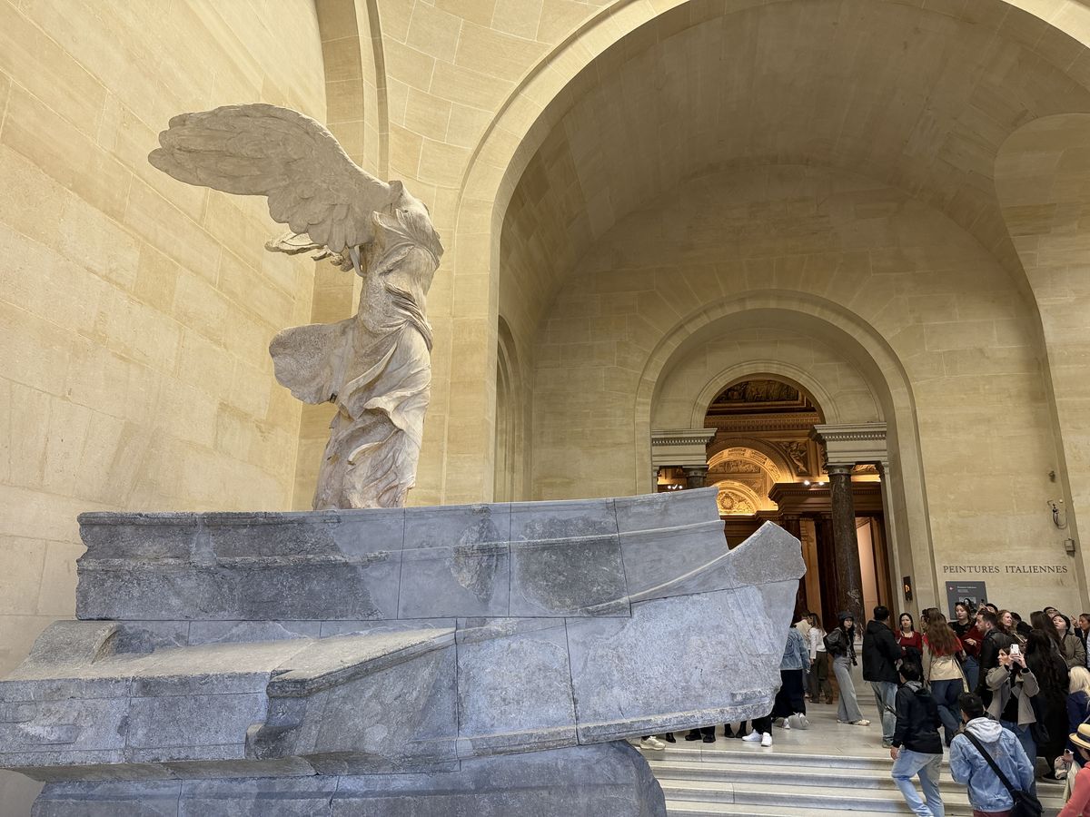The Winged Victory of Samothrace at the Louvre seen from the side